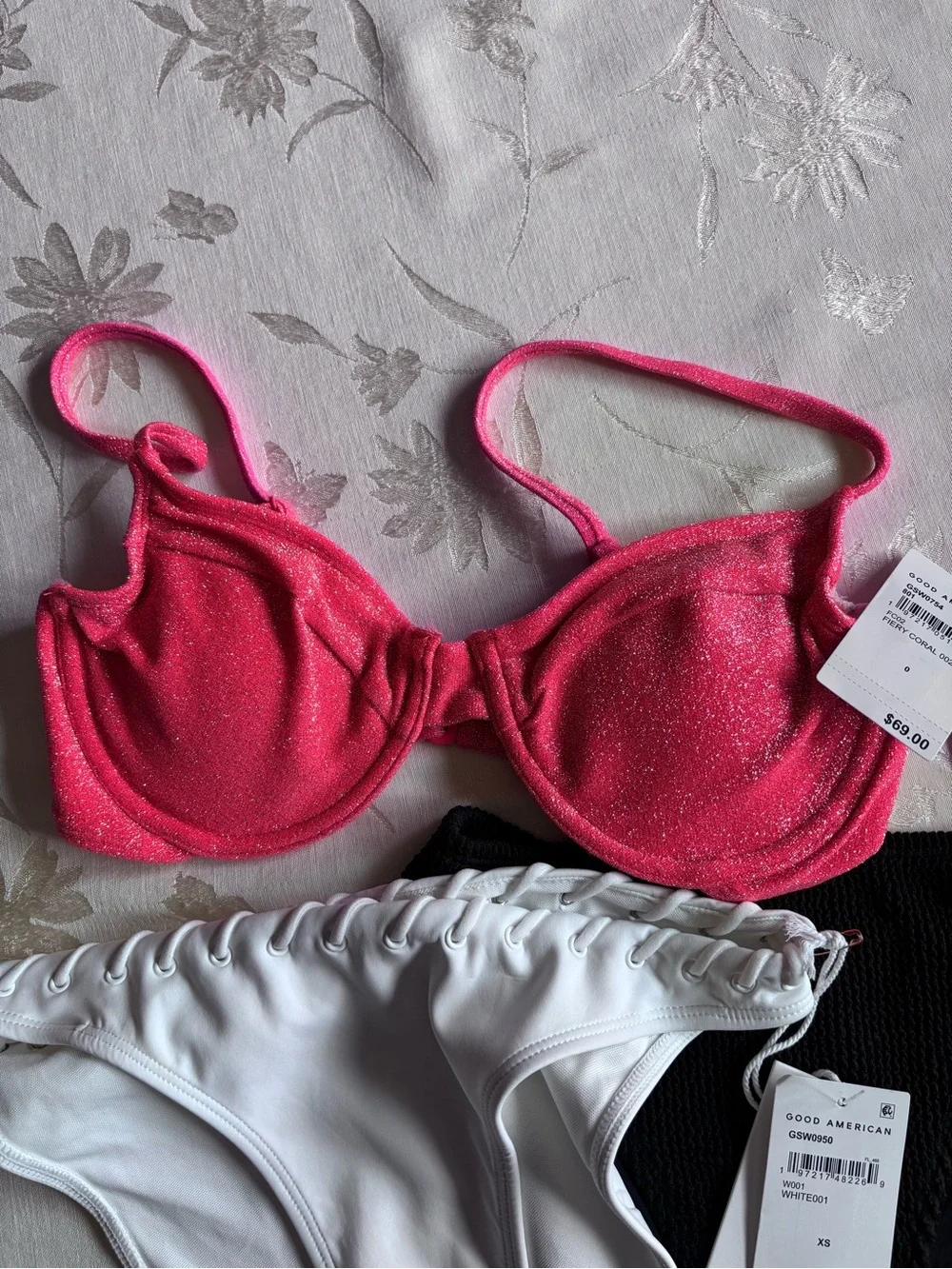 $482 Bundle 8 Pieces NWT Good American Bathing Suit XXS/XS Bikini Bottoms & Tops